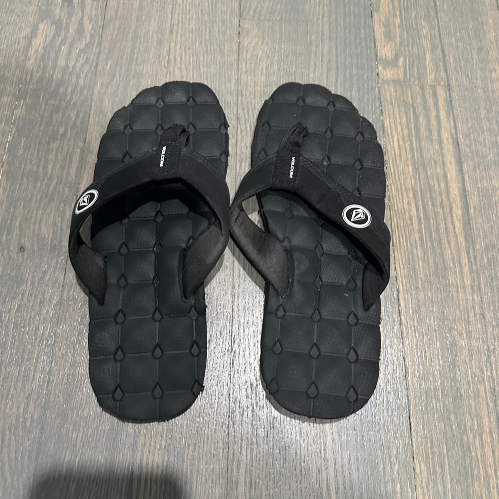 Black Flip Flops with VOLCOM Logo